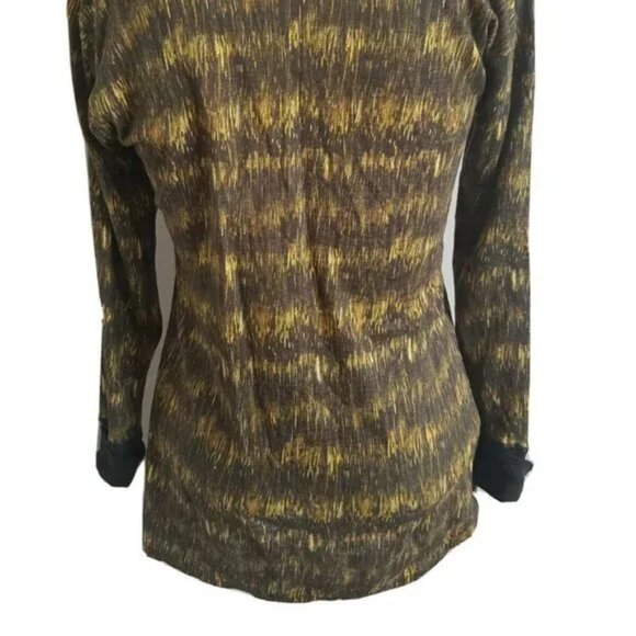 Isabel Marant 100% Linen Black Yellow Pattern Silk Trim Long Sleeve Top - XS/S - Picture 6 of 7